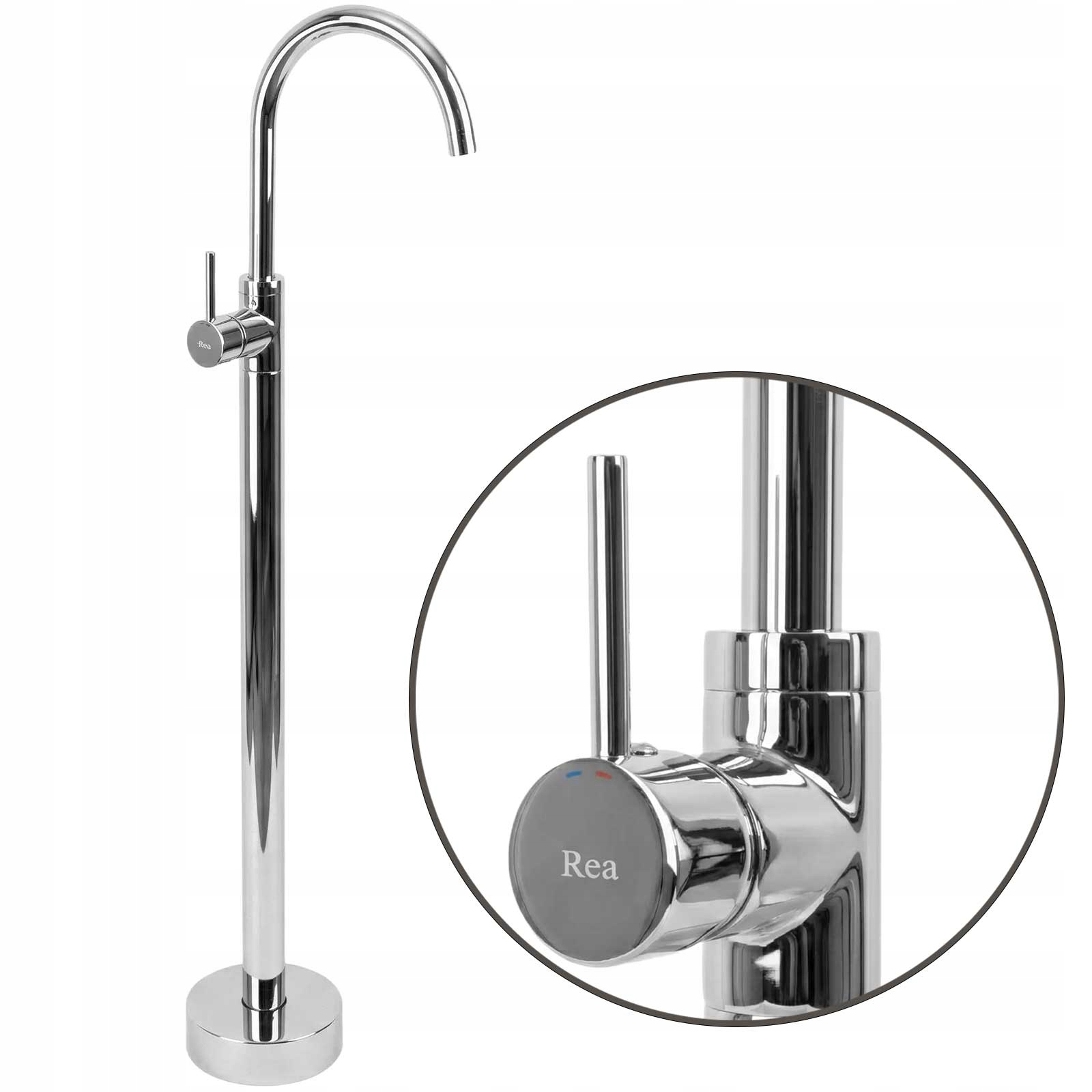 Podlahová umývadlová batéria Chróm 107,5 cm Rea Lungo Pohyblivý výtok 20 cm