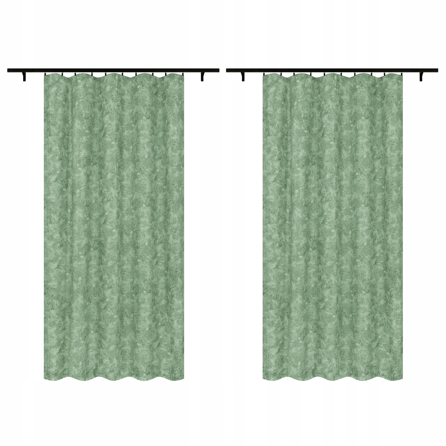 Polské Záclony Na Řasící Pásce 230 CM, 2 Kusy, Zelený Kamenný Vzor