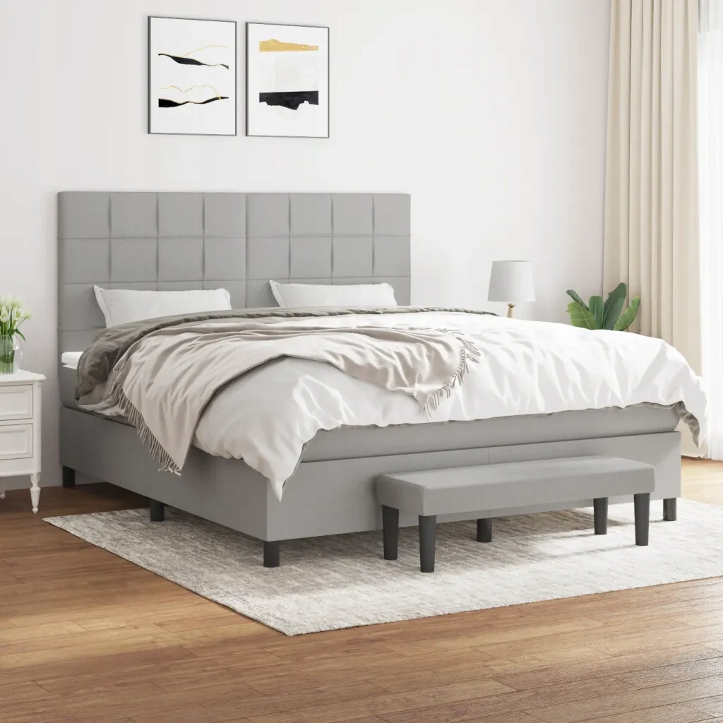 Box spring postel s matrací světle šedá 180 x 200 cm textil Šedá 3136613