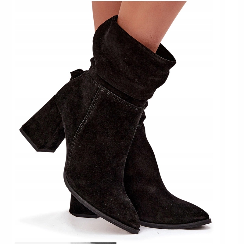 Dámské Kotníkové Boty Semišové S Zatepleným Sloupkem Zazoo 4216 Černé 35