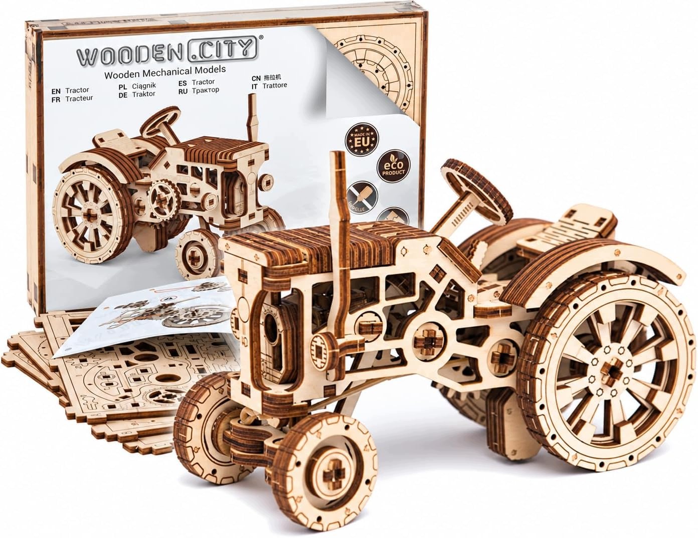 Drewniany model traktora 3D Wooden.City WR318 148 elementów mechaniczny