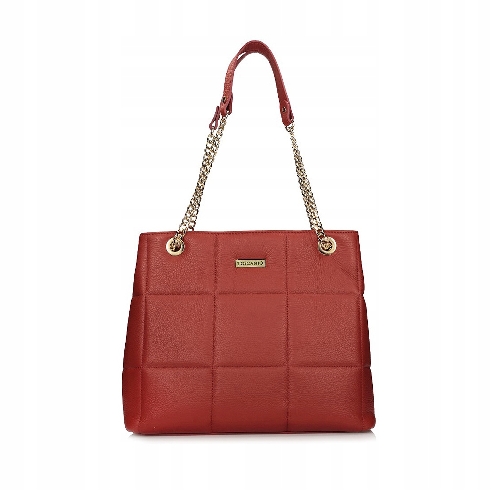 Pomarańczowy pikowany kuferek skórzany Toscanio E84