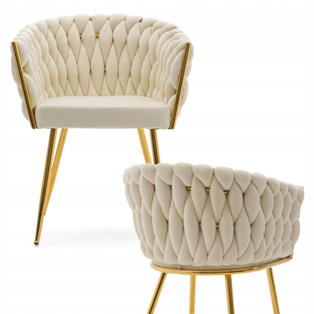 Krzesło Welurowe Velvet Plecione Tapicerowane Do Jadalni Salonu Toaletki