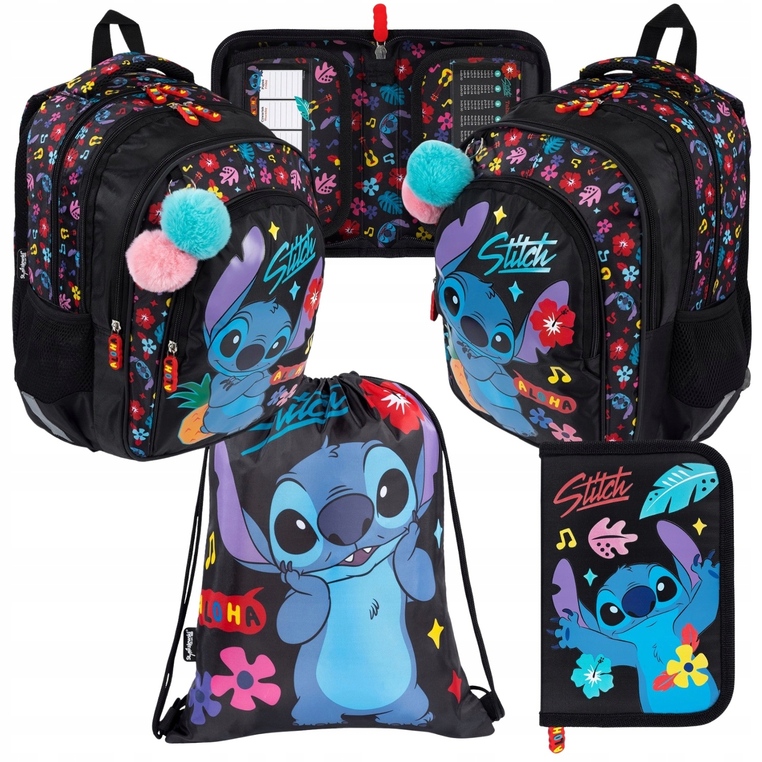 Zestaw Szkolny Dla Dziewczynki Stitch Wyprawka Plecak Worek Piórnik 3w1