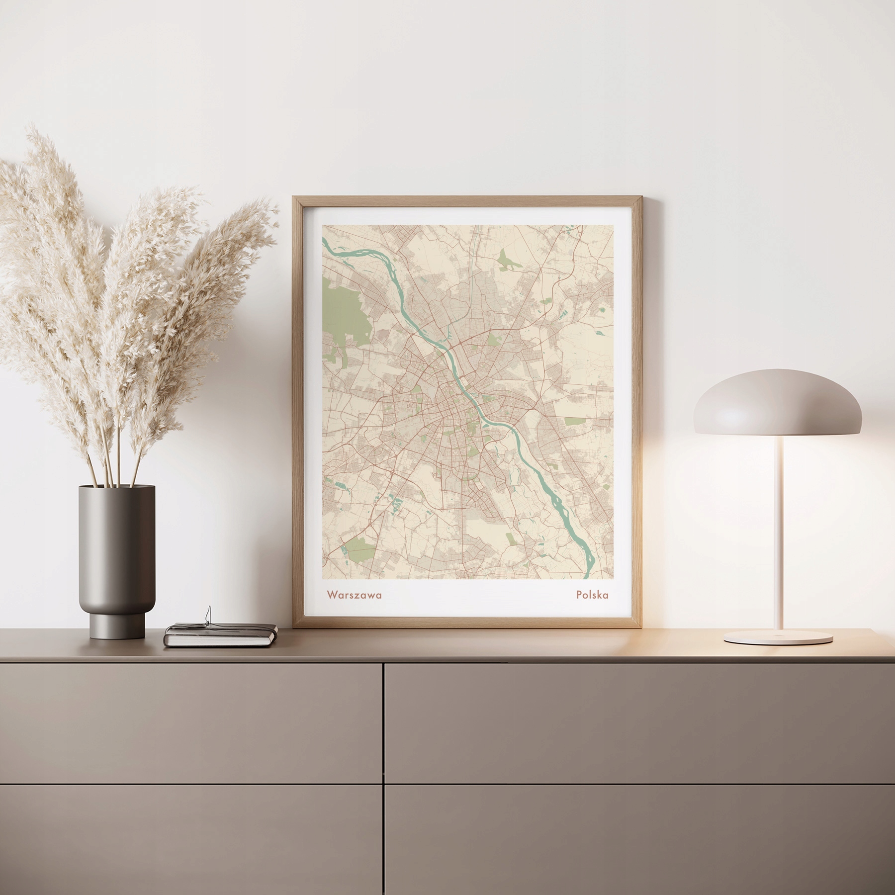 Plakat 30x40 Mapa Warszawa Kolor beżowy Kod producenta 00208