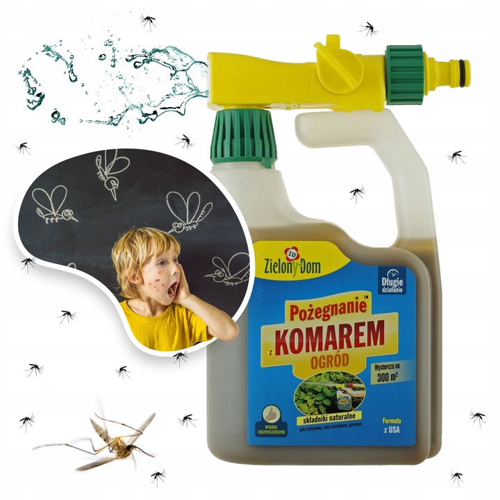 SPRAY NA KOMARY OPRYSK 950ML PŁYN KOMAR ODSTRASZACZ KOMARÓW Zielony Dom