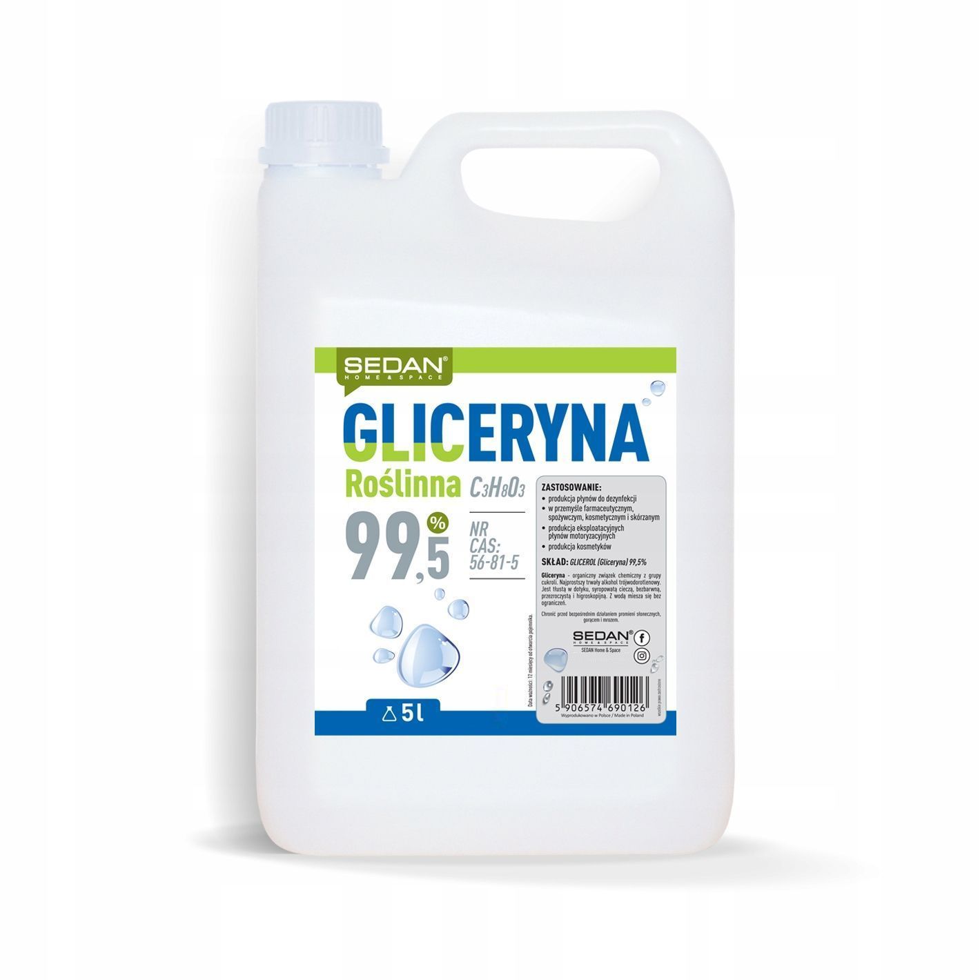 Gliceryna Roślinna farmaceutyczna 99,5% 5l