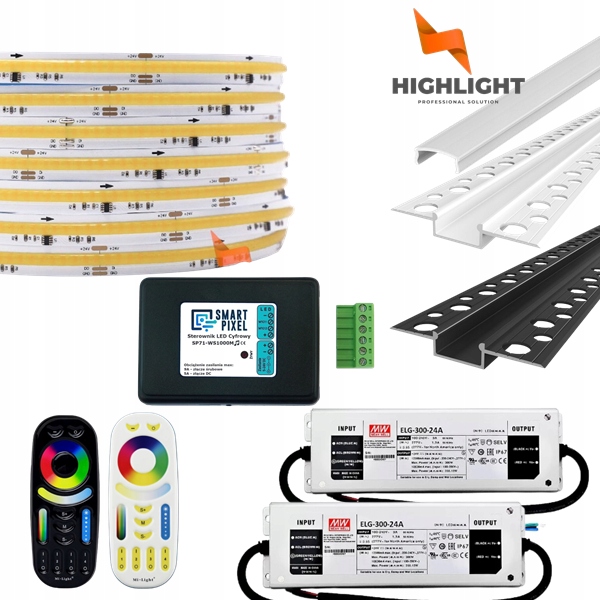 40m Sada Fasáda Led pásik Digitálny Cob Mono 11W 24V IP65+W/B profil