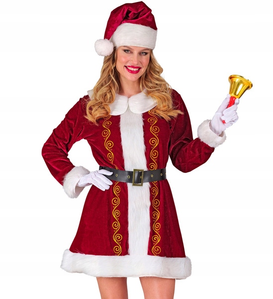 Kostým Paní Mikulášové Šaty S Páskem A Čepicí Xs