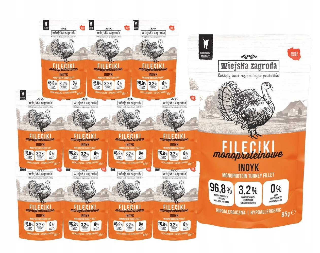 Wiejska Zagroda Krmivo mokré pro kočky Filetky Krůta 85 g Monoproteinové