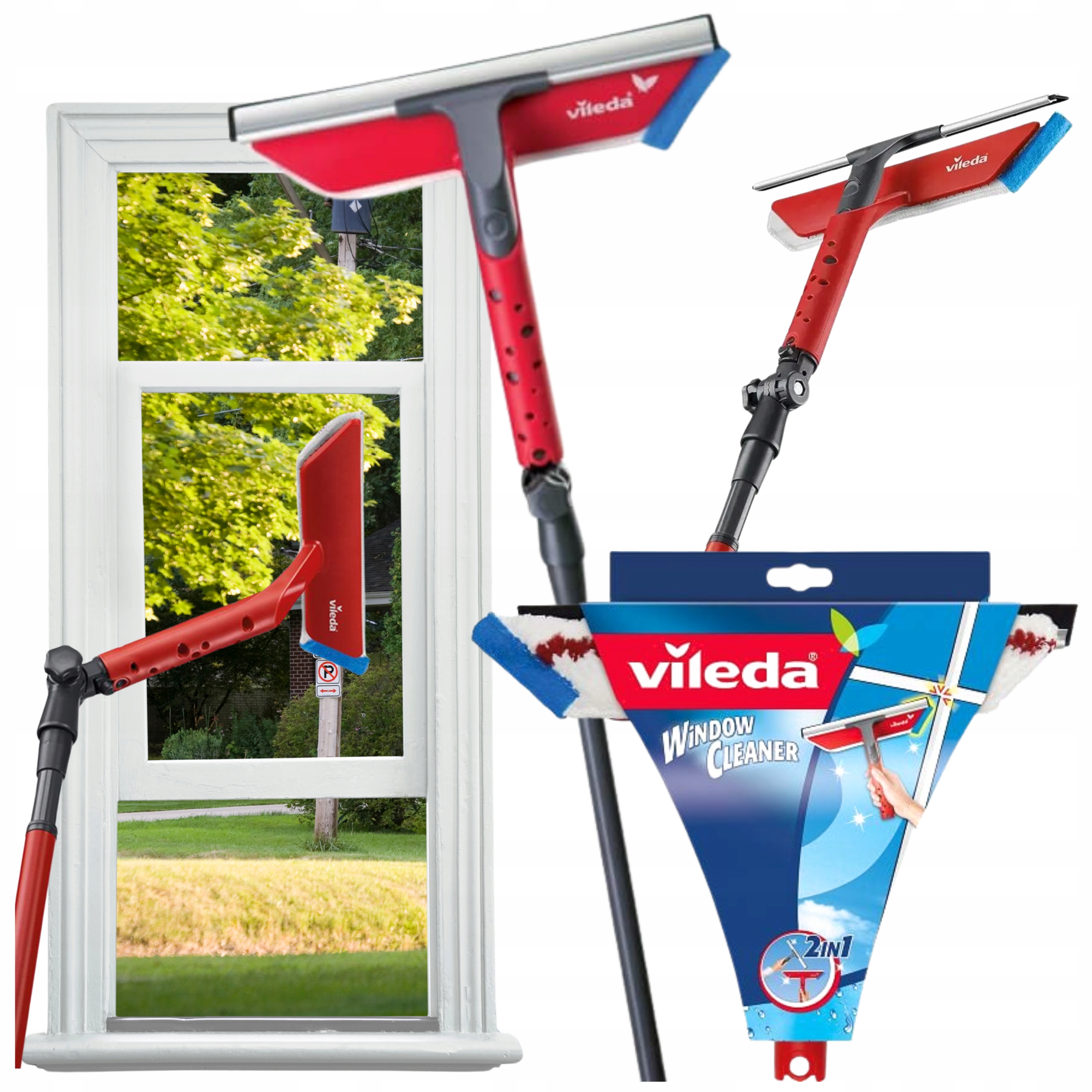 Levně Myčka Skel Autobus Tir Vileda Teleskopická Oboustranná Stěrka 2v1
