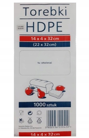 

Hdpe Torebki Woreczki Foliowe 14x4x32 1000 sztuk