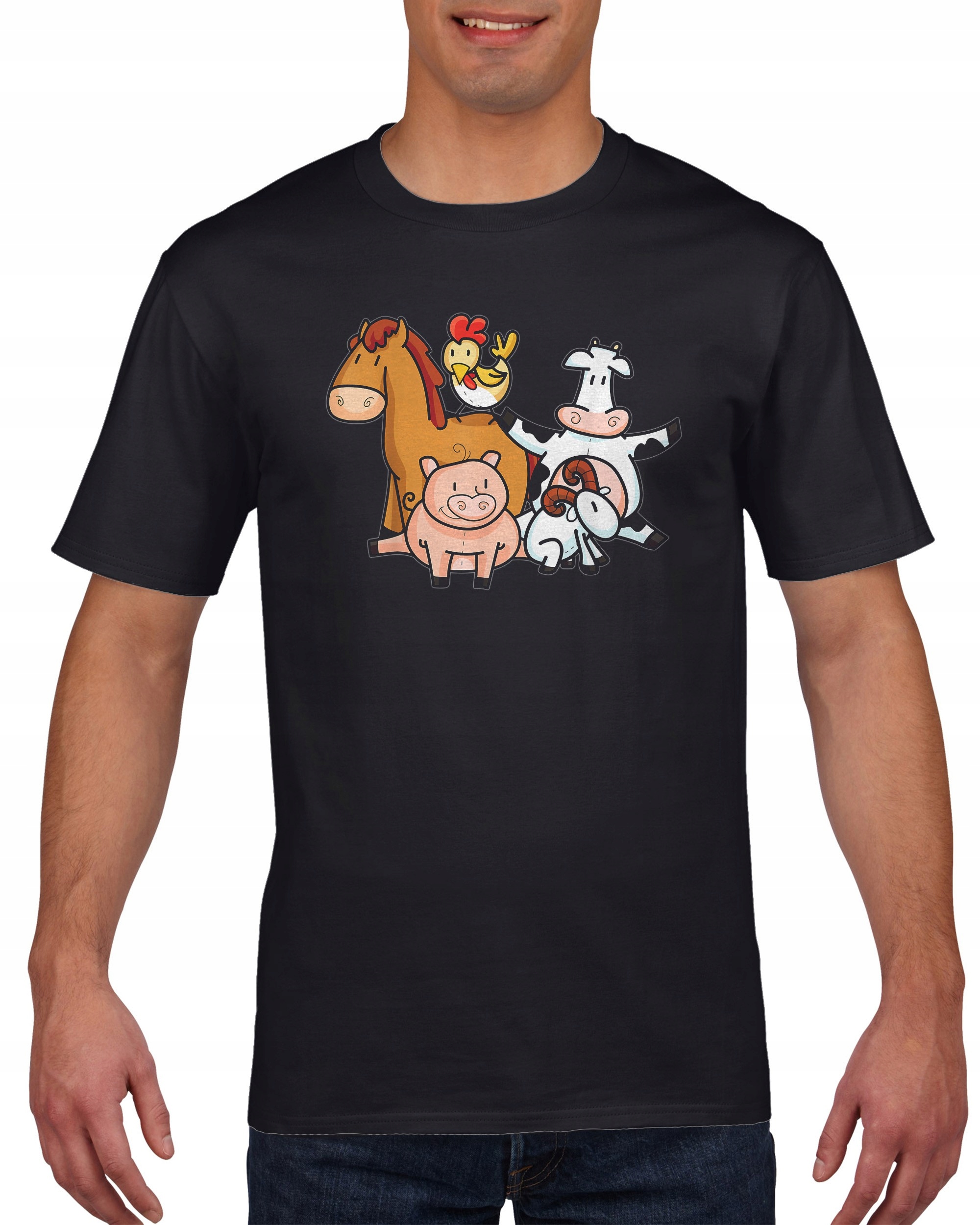 

Koszulka męska Koń krowa kura zwierzęta L