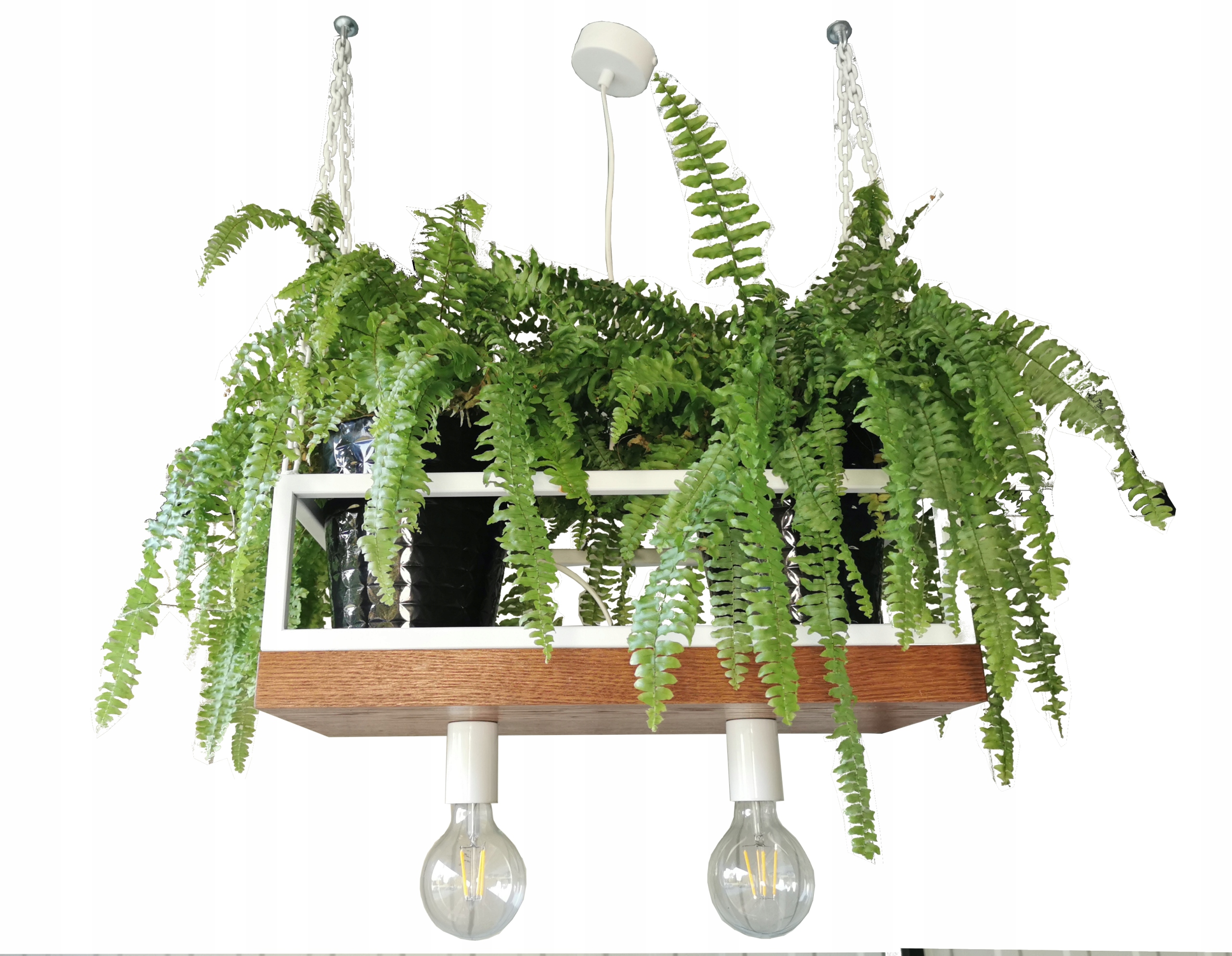 

Lampa wisząca-sufitowa/kwietnik, półka biała 50cm