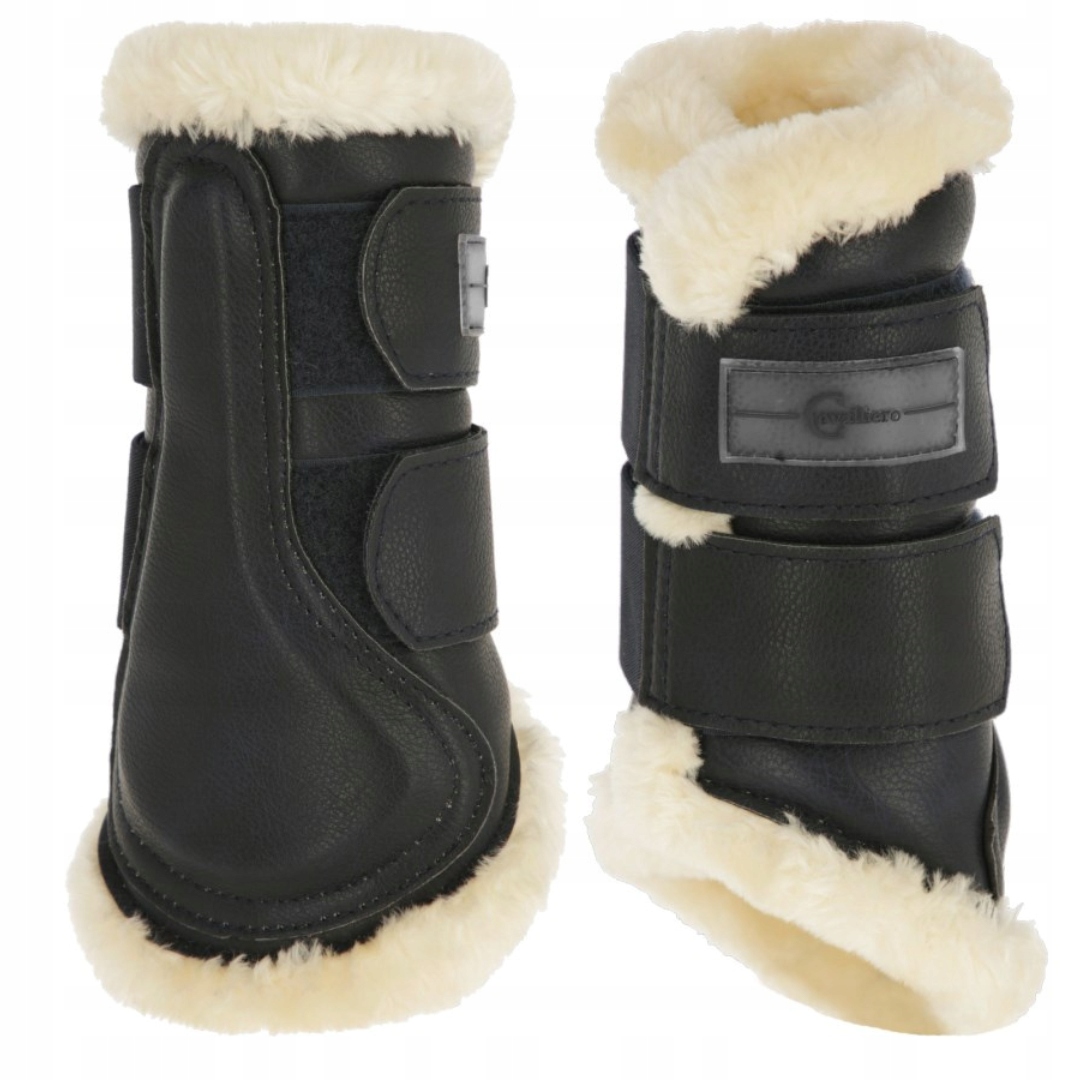 Ochraniacze dla konia Pelisa z futrem przody czarne Covalliero Cob