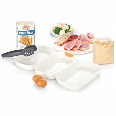 TESCOMA POJEMNIKI SZCZYPCE KOMPLET DO PANIEROWANIA