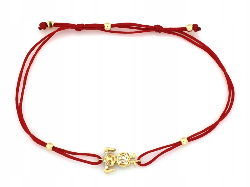 Zlatý provázkový náramek 585, přívěsek pro holčičku se zirkony, provázek