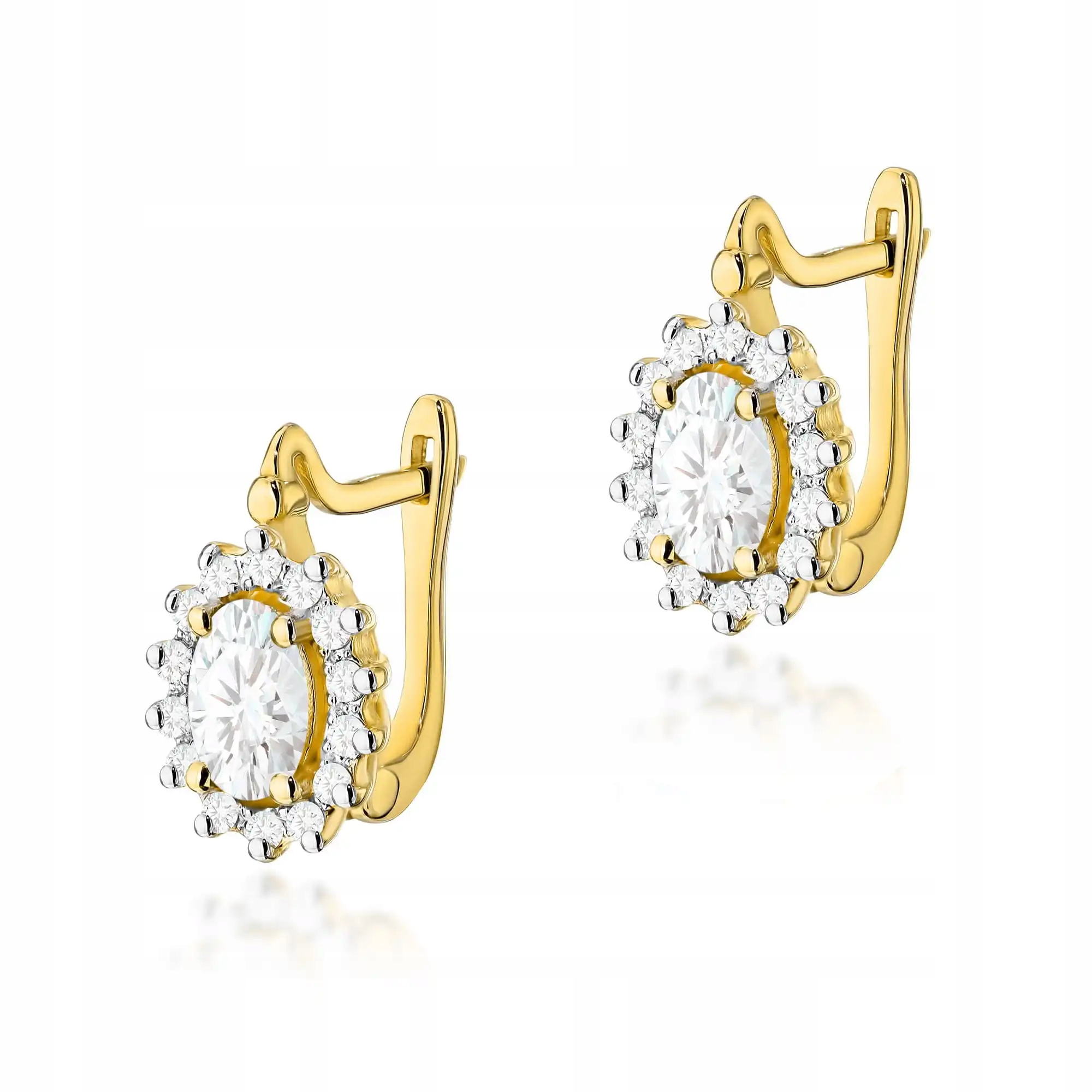 Zlaté dámské náušnice 585 s diamantem 0,40 ct, moderní a lesklé