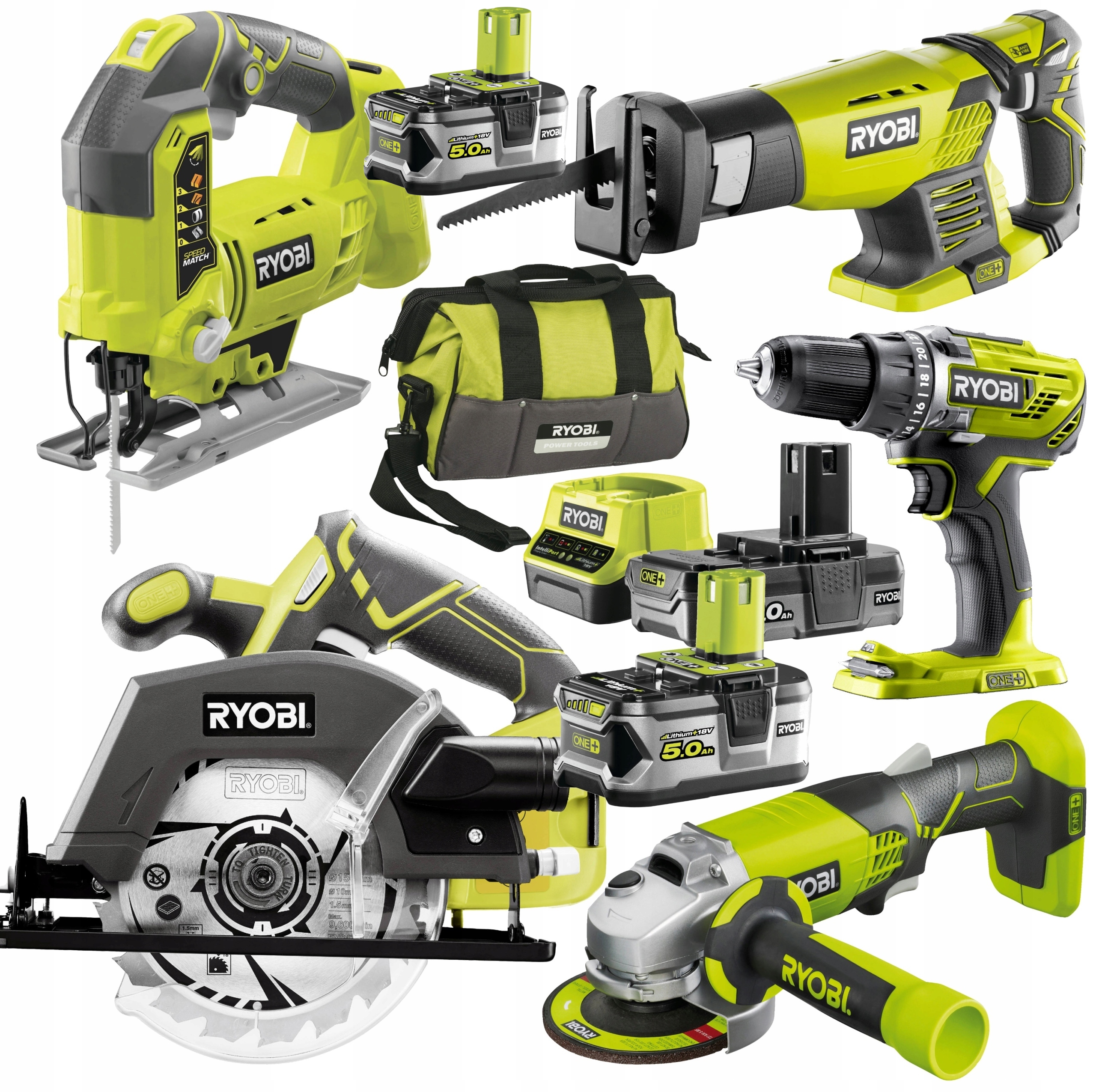 

Ryobi Zestaw Combo 5 Narzędzi 18V 3xBATERIA +torba