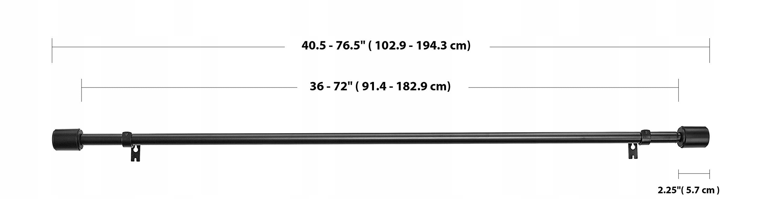 AMAZON BASICS Rozsuwany Karnisz Z Końcówkami 19mm 91-183cm Czarny — miniatura 2