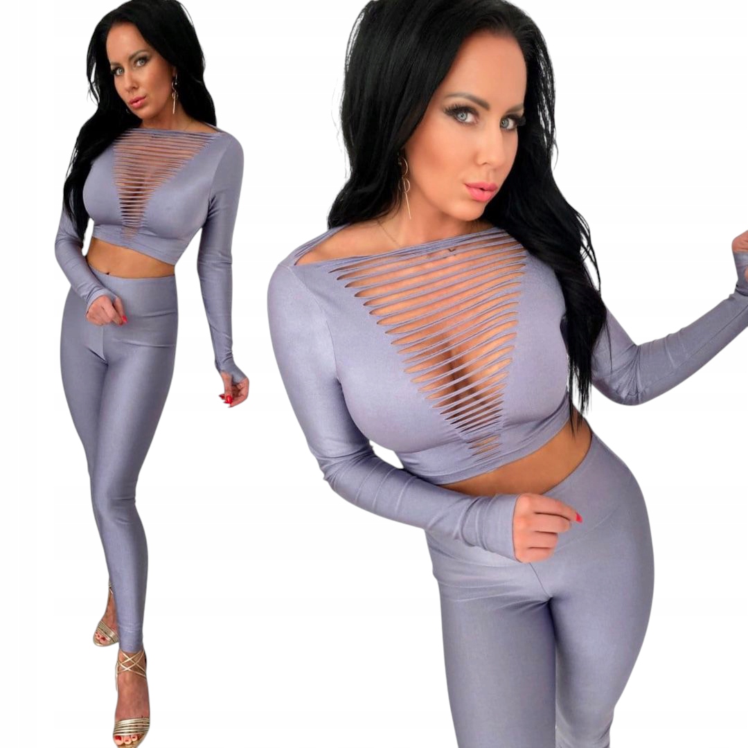 Dámský komplet Legíny tričko sexy večerní letní top sexy S 36