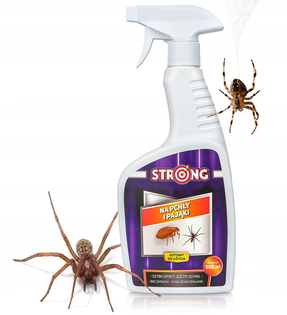 PŁYN PREPARAT NA PAJĄKI W DOMU SPRAY ŚRODEK NA PAJĄKI PCHŁY STRONG 500 ML