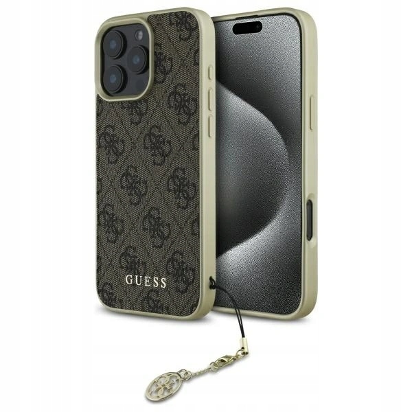 Pouzdro Guess pro Apple iPhone 16 Pro hardcase 4G Charms Collection hnědé