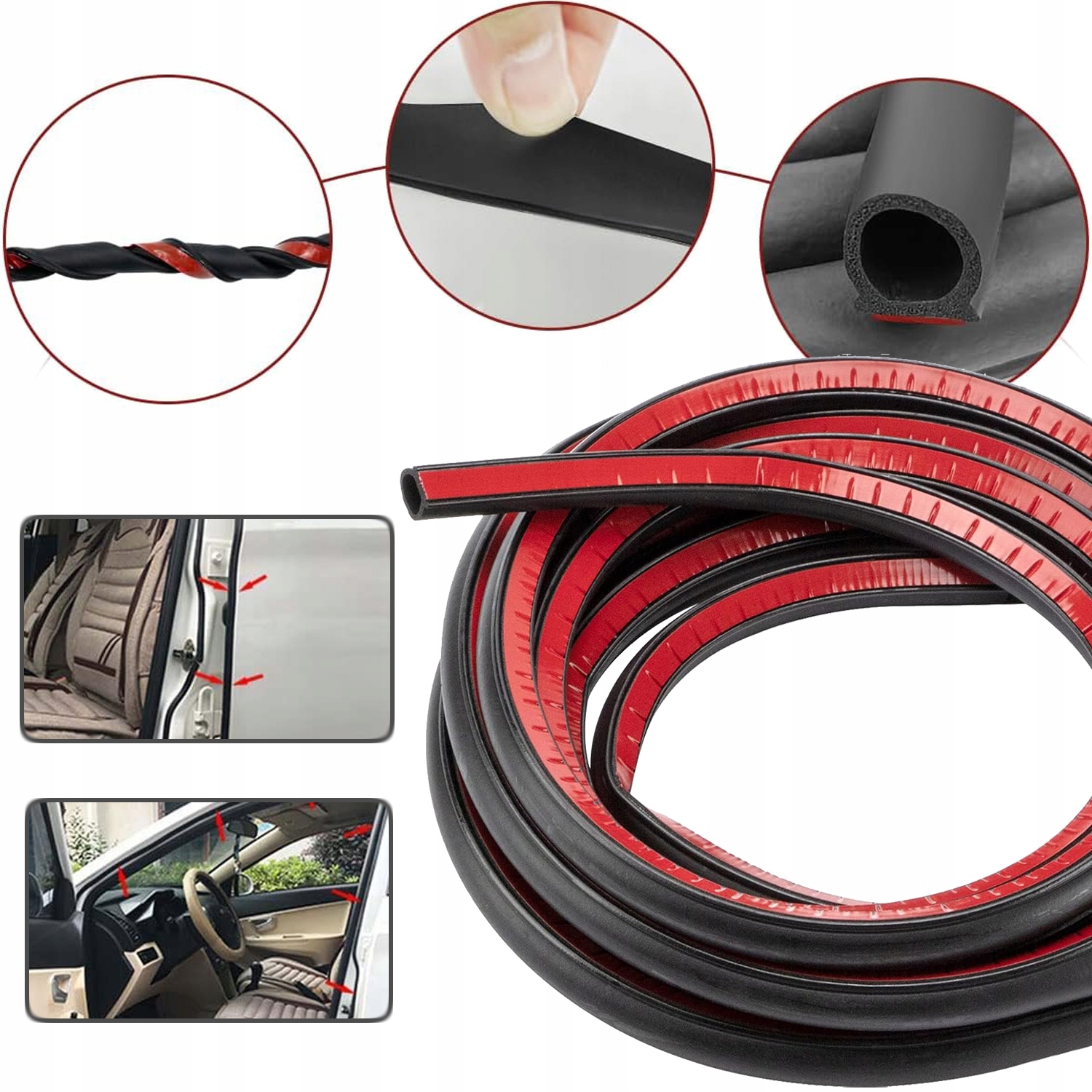 UNIWERSALNA USZCZELKA DO DRZWI SAMOCHODOWYCH, 5 M, OCHRONA KRAWĘDZI, CZARNY