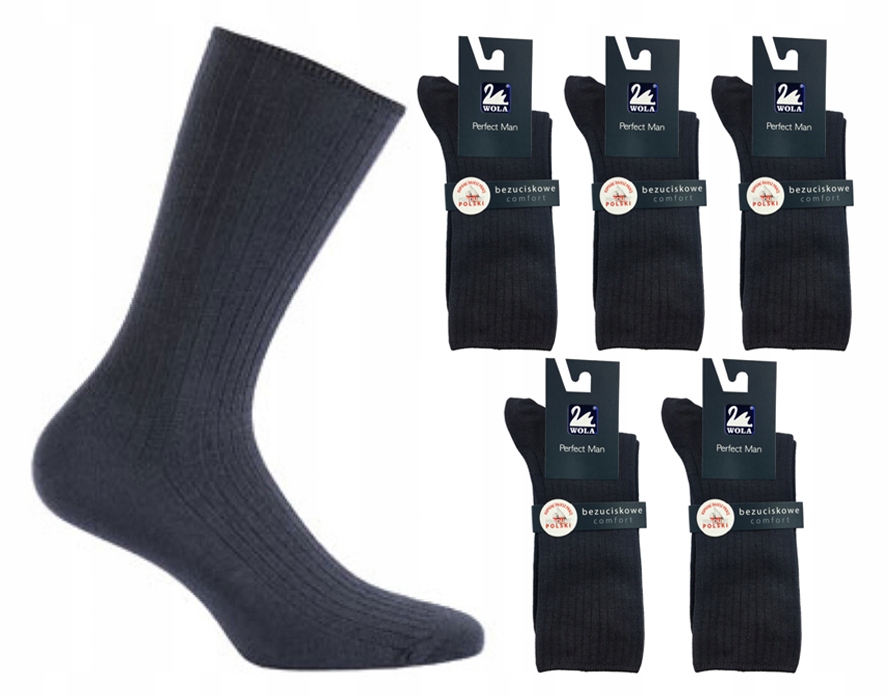 

5 x Wola Skarpety Czarne Bezuciskowe r. 42-44