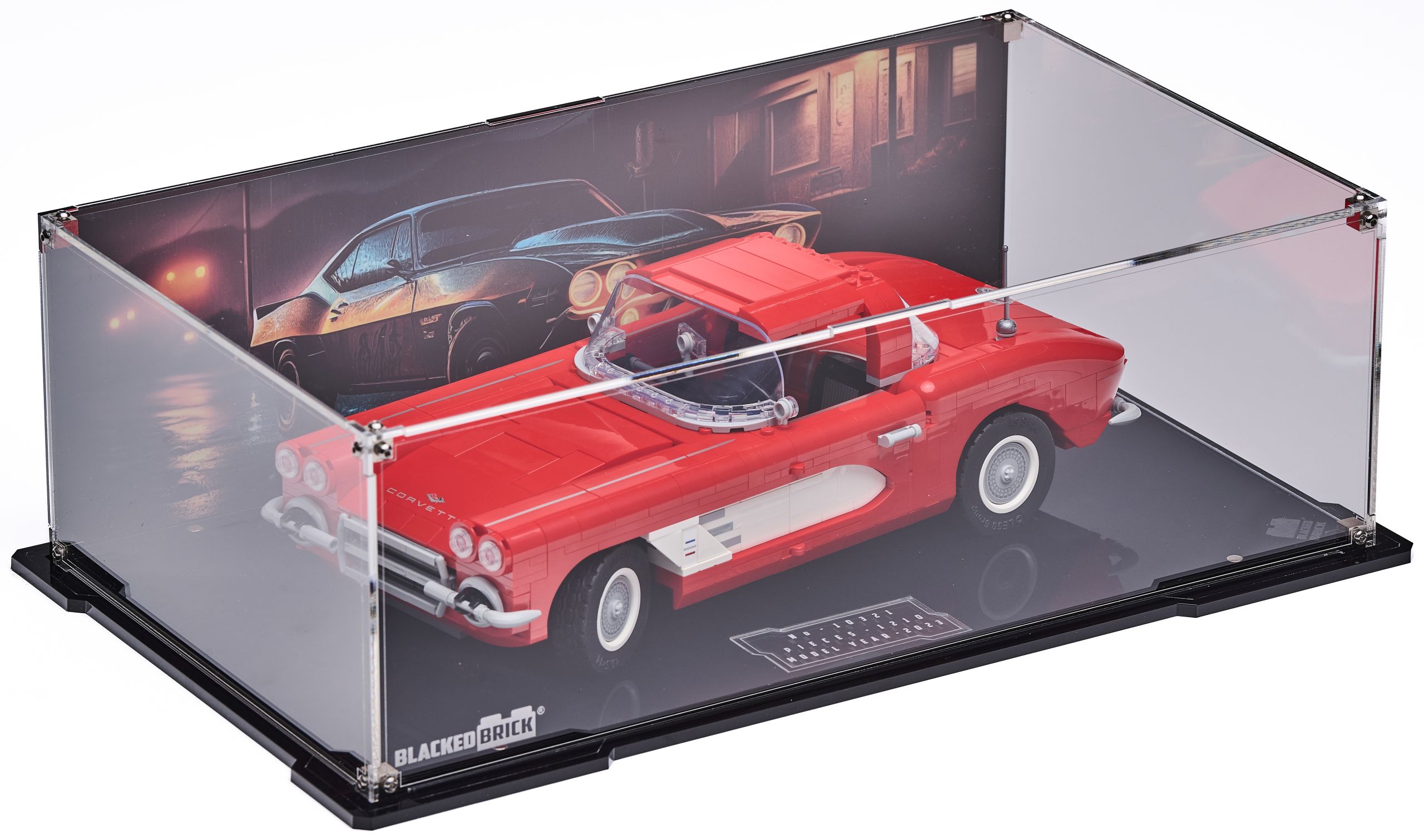 Vitrína s pozadím Blacked Brick pre Lego 10321 Icons Corvette