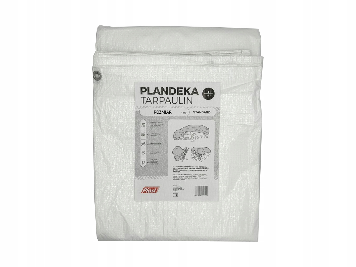 Plandeka 8m x 10m Biała plandeki 60g/m2 Płachta duża 8x10m Wodoodporna