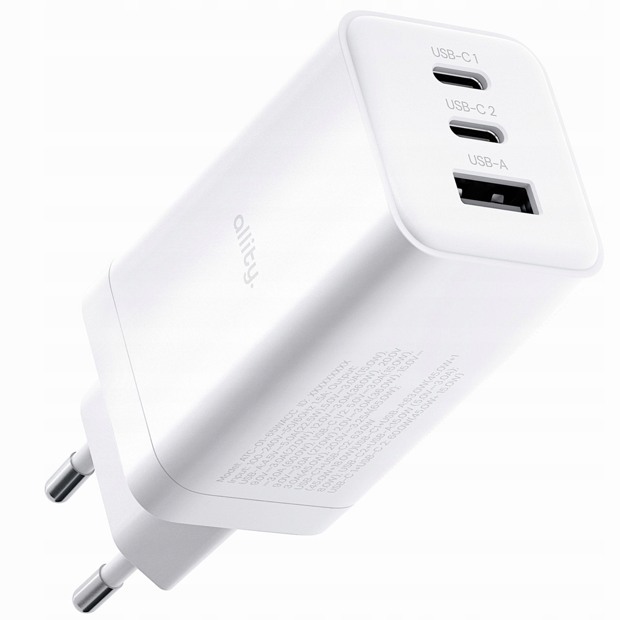 Síťová nabíječka 65W Usb-c Usb-a GaN Power Delivery Quick Charge, Allity
