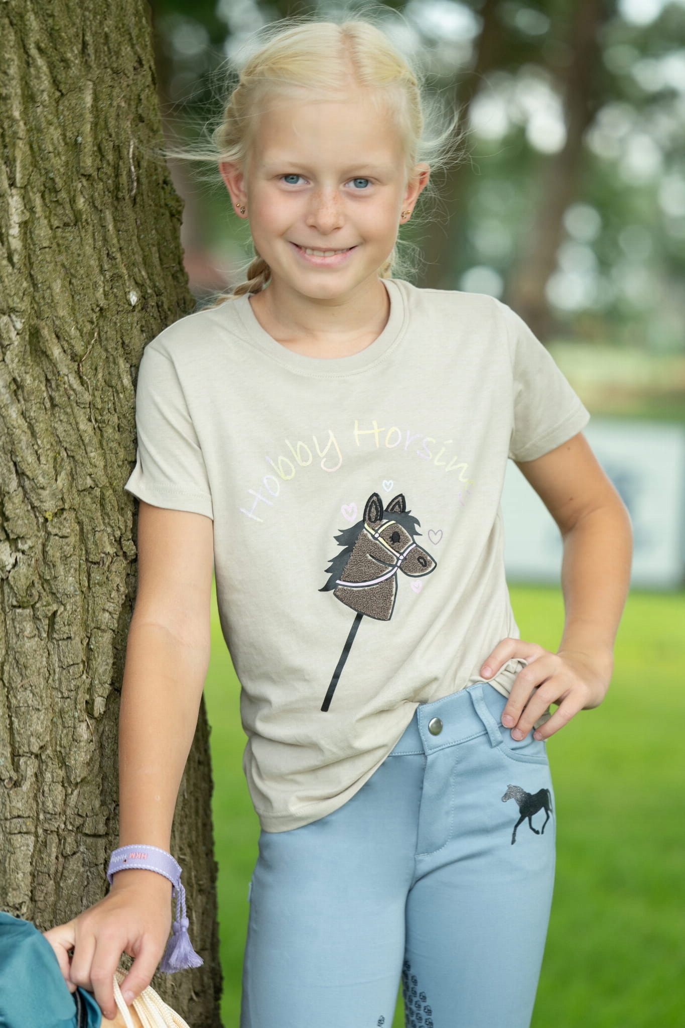 Hkm Koszulka młodzieżowa Hobby Horsing Rainbow beige 122/128