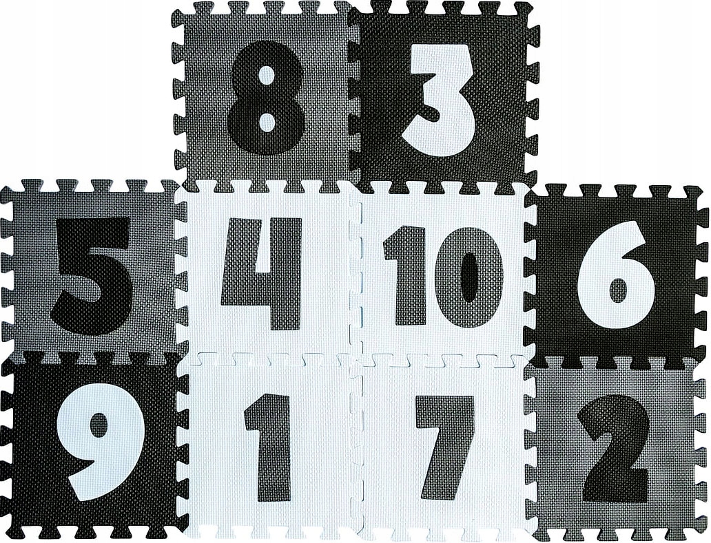MATA PODŁOGOWA DUŻE PUZZLE PIANKOWE CYFERKI 10 EL