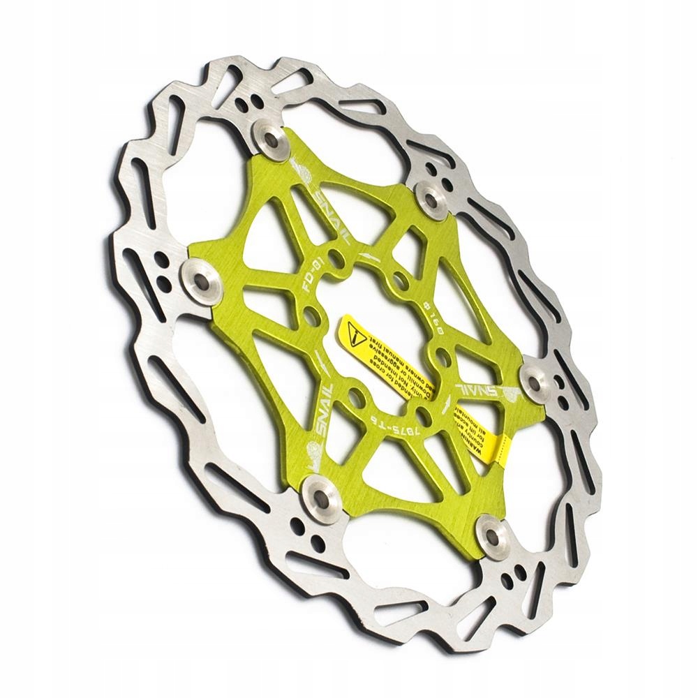Tarcza hamulcowa rowerowa Snail 160 mm, pływająca, IS (6 śrub), zielona Stan opakowania oryginalne