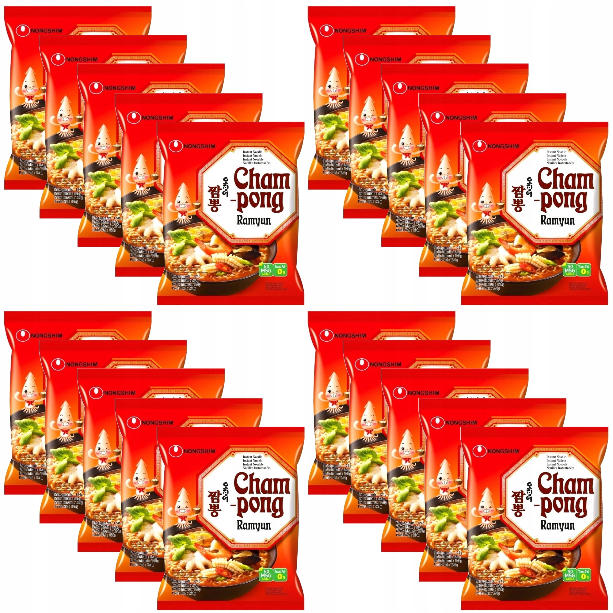 Karton Koreańska Zupka Instant Owoce Morza Cham-Pong 20x124g Nong Shim