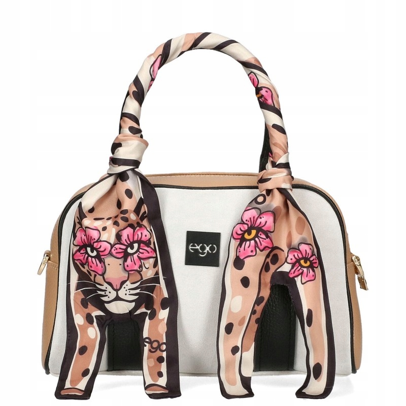 Dámská kabelka Ego Wild Flower kožená kufřík A5 pásek šátek premium