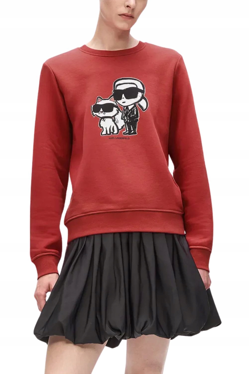 Karl Lagerfeld Červená dámská mikina Ikon Sketch Duo Xs