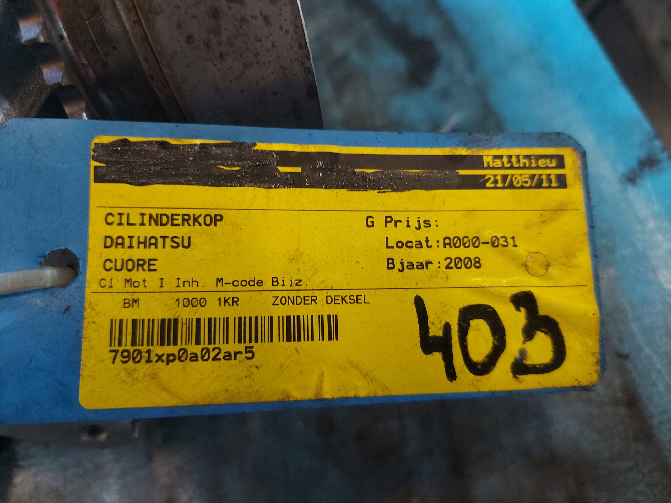 head. DAIHATSU CUORE 2008 R 1.0 B 1KR