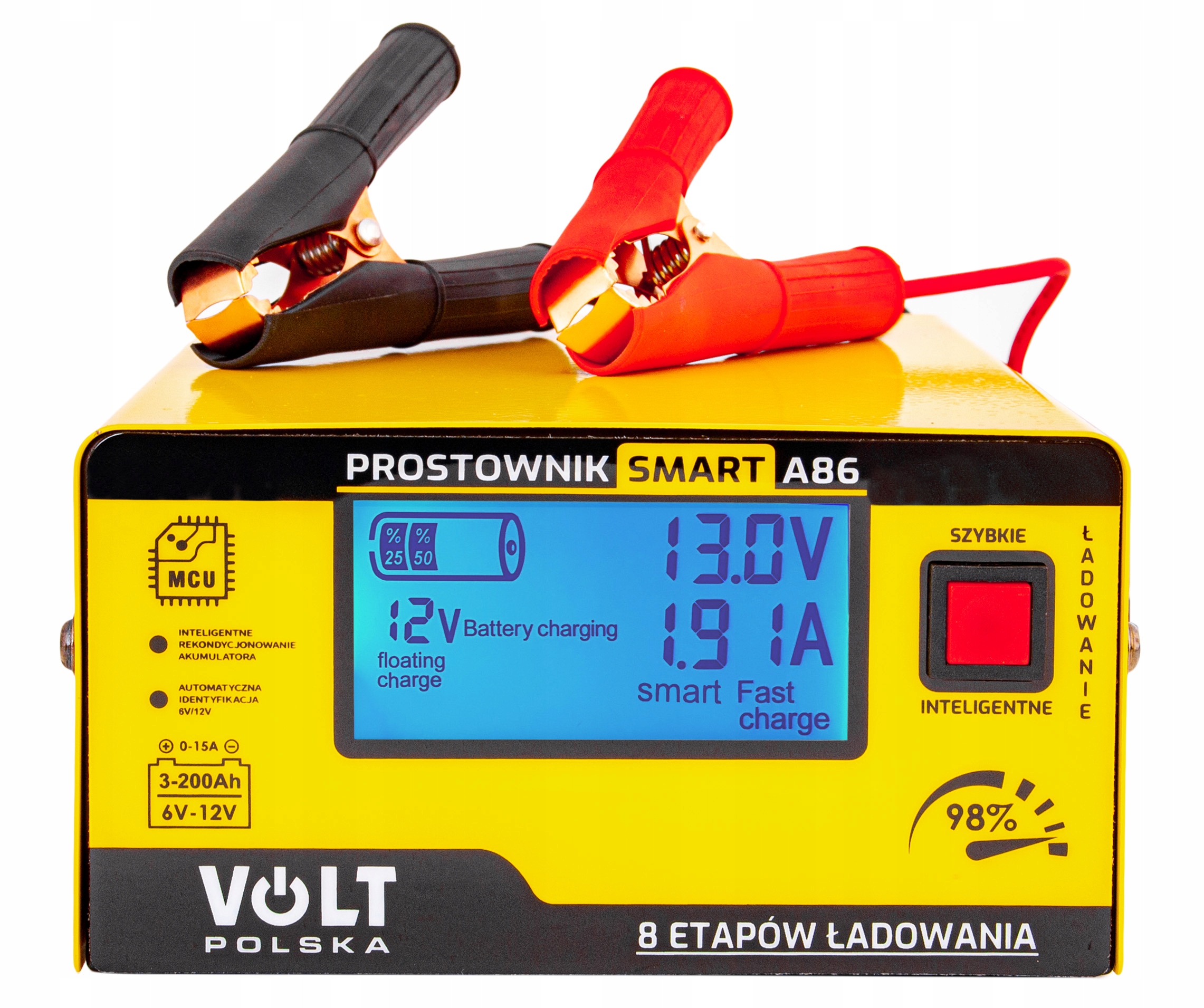 ŁADOWARKA PROSTOWNIK DO AKUMULATORA LCD 6V 12V 15A