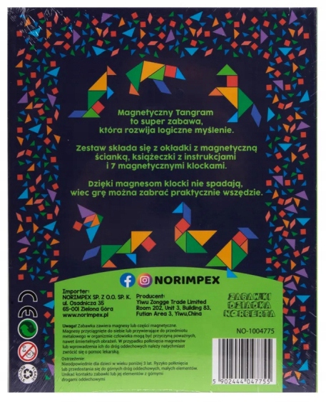 TANGRAM DREWNIANE KLOCKI MAGNETYCZNE MAGNES KSZTAŁTY UKŁADANKA MONTESSORI Liczba elementów 80 szt.