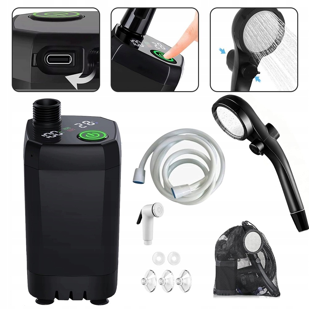 Kempingová Sprchová Sprcha 6000MAH Přenosná Turistická Sprcha Usb