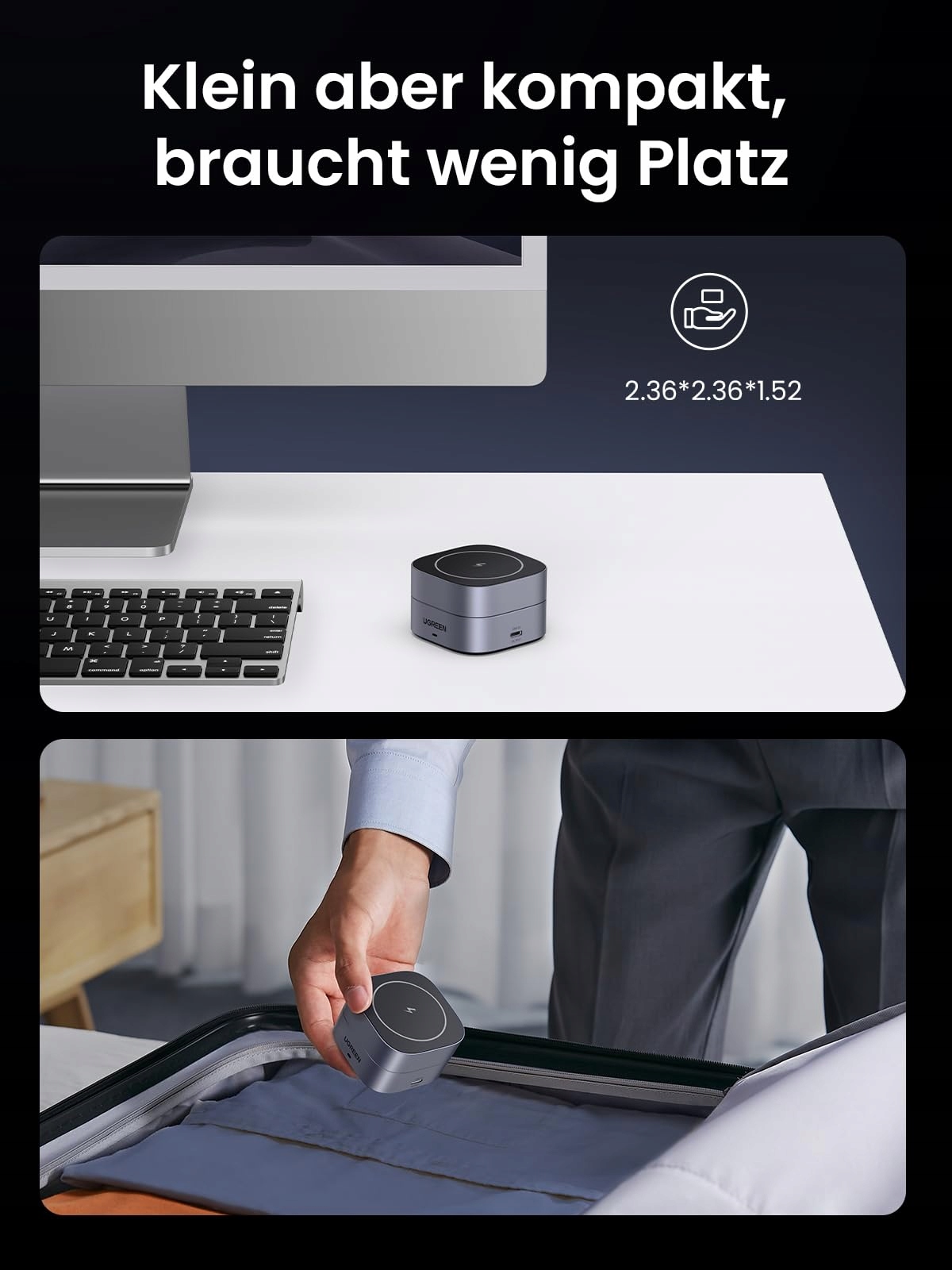 UGREEN MagFlow 2w1 Stacja Ładowania iPhone MagSafe Bezprzewodowa Składana — miniatura 5