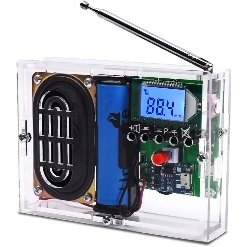 Fm stereo rádio s LCD reproduktorem pouzdro Diy Kit