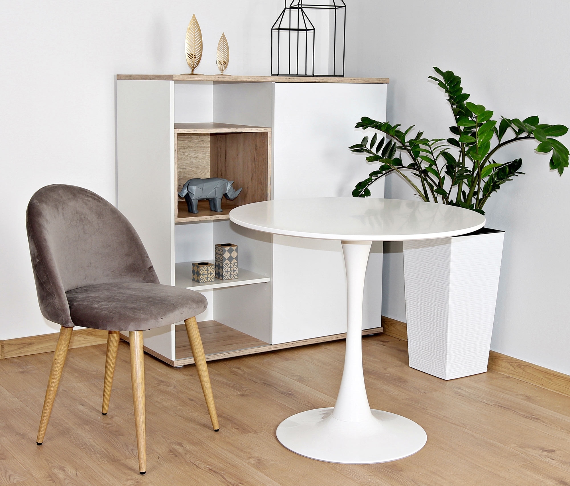 Stół do kuchni, jadalni. Okrągły, biały, skandynawski Marka KDK-Design