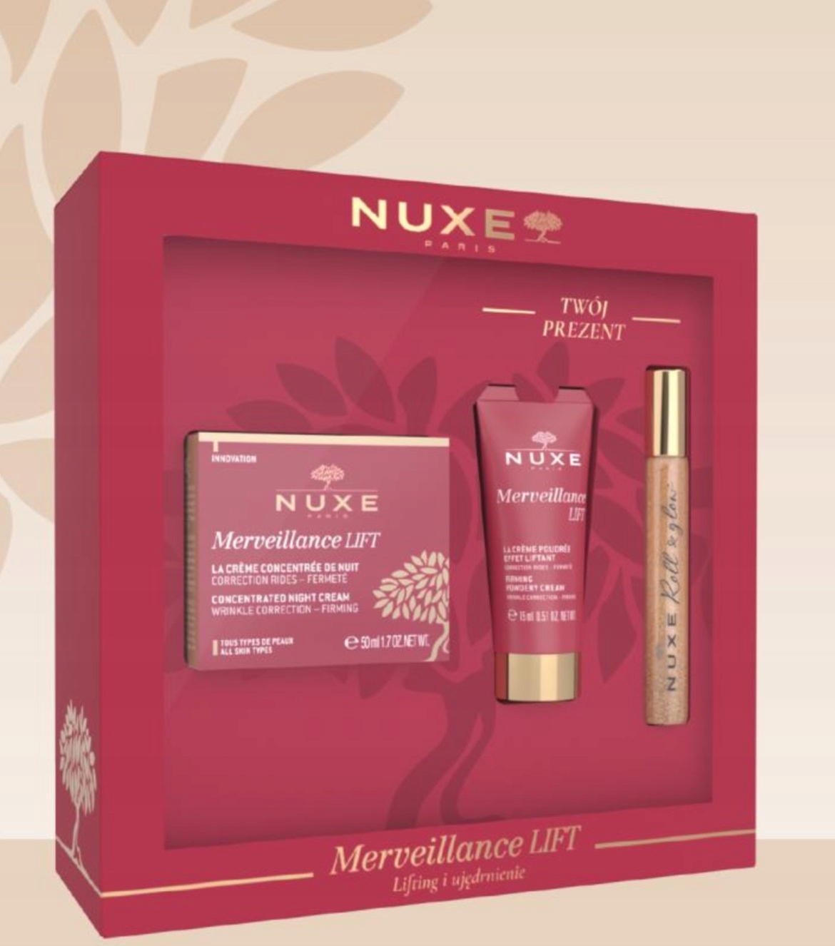 Nuxe Zestaw Merveillance Lift Krem liftingujący na noc 50ml na dzień 15ml