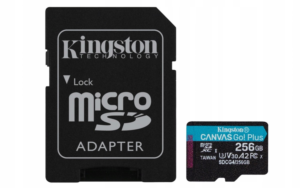 Kingston 256GB microSDXC Canvas Go Plus Gen4 200MB/s A2 U3 V30 Card Adapt