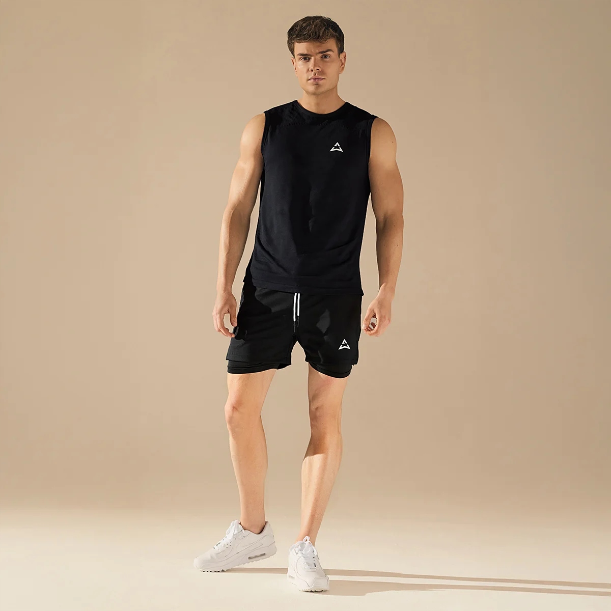 Allwear Spodenki 2w1 Black L Treningowe Na Siłownię Szybkoschnące Czarne