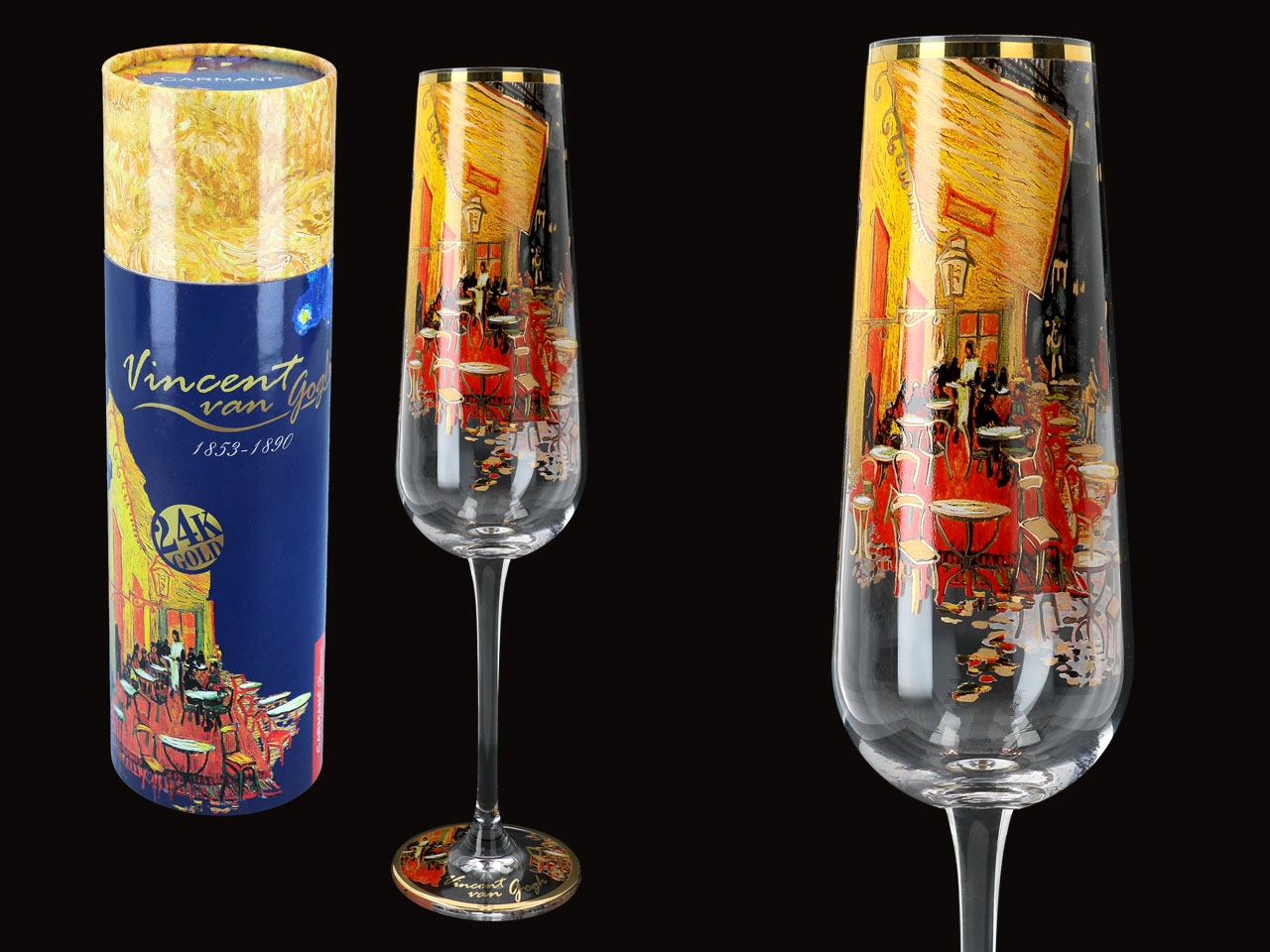 Sklenička Na Šampaňské Van Gogh Terasa Kavárny V Noci Sklo Jako Dárek