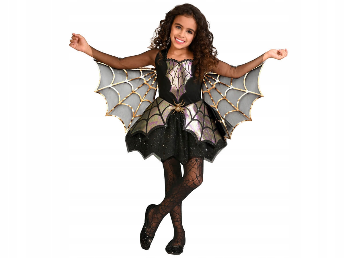 Strój Pajączek dla Dziewczynki Halloween Sukienka ze Skrzydełkami 122 cm